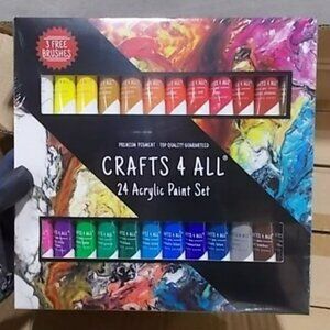 24-colour Acrylic Paint Set with brushes BNIB